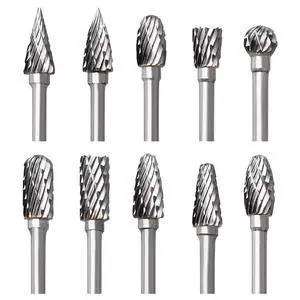 Tungsten Carbide Rotary Burr Set for Dremel, 10PCS Carbide Double Cut Carving Burr Bits with 1/8 Shank Rotary Tool Accessories for Woodworking, Engraving, Drilling, Steel Metal Working Tungsten Carbide Rotary Burr Set for Dremel, 10PCS Carbide Double Cut Carving Burr Bits with 1/8 Shank Rotary Tool Accessories for Woodworking, Engraving, Drilling, Steel Metal Working