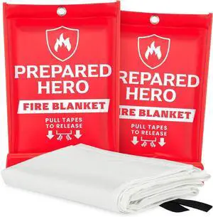 Emergency Fire Blanket, Kitchen & Home, 39 x 39 in, 2 Pack | Smothers Grease, Gas And Electric Flame Emergencies With No Sprays, Cleanup Or Residue; Kitchen, Home And Camping Ready Emergency Fire Blanket, Kitchen & Home, 39 x 39 in, 2 Pack | Smothers Grease, Gas And Electric Flame Emergencies With No Sprays, Cleanup Or Residue; Kitchen, Home And Camping Ready