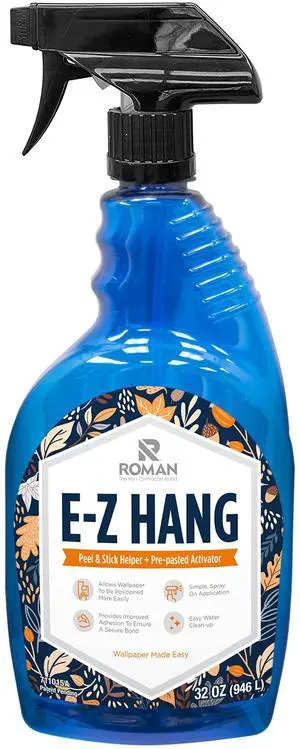 s E-Z Hang Peel & Stick Wallpaper Helper, Clear, Non-Staining, 32-OZ | Provides Slip and Increased Adhesion s E-Z Hang Peel & Stick Wallpaper Helper, Clear, Non-Staining, 32-OZ | Provides Slip and Increased Adhesion