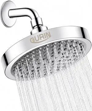 Shower Head - Luxury Polished Chrome Finish - Rain Showerhead 6 Inch | High Pressure Shower Heads with Adjustable Angles, 90 Anti-Clog Nozzles, Tool-Free 1-Min Install Shower Head - Luxury Polished Chrome Finish - Rain Showerhead 6 Inch | High Pressure Shower Heads with Adjustable Angles, 90 Anti-Clog Nozzles, Tool-Free 1-Min Install