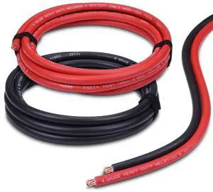 4 Gauge Battery Cable, 10FT Red + 10FT Black 4 AWG Pure Copper Wire Welding Cable, for Automotive, Battery, Solar and Generator, Standard USA OFC Wire 4 Gauge Battery Cable, 10FT Red + 10FT Black 4 AWG Pure Copper Wire Welding Cable, for Automotive, Battery, Solar and Generator, Standard USA OFC Wire