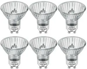 GU10 120V 50W Halogen Light Bulbs for Track and Range Hood, GU10+C Candle Warmer Lamp with Dimmable, 2700K Warm White, 6000+Hours Long-Lasting Pack of 6 GU10 120V 50W Halogen Light Bulbs for Track and Range Hood, GU10+C Candle Warmer Lamp with Dimmable, 2700K Warm White, 6000+Hours Long-Lasting Pack of 6