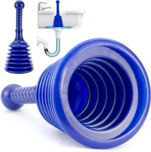 Sink Plunger Kitchen - Sink Plunger Bathroom - Drain Bathtub or Shower - Small and Powerful Clog Remover - Commercial Style "Plumbers Plungers" with Large Bellows - Blue - Small Sink Plunger Kitchen - Sink Plunger Bathroom - Drain Bathtub or Shower - Small and Powerful Clog Remover - Commercial Style "Plumbers Plungers" with Large Bellows - Blue - Small