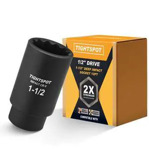 1/2" Drive 1-1/2 Inch Deep Impact Socket, 12-Point, CRV Steel 1/2" Drive 1-1/2 Inch Deep Impact Socket, 12-Point, CRV Steel