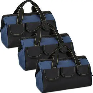 3 Pack Tool Bag for Men with Waterproof Hard Bottom, Heavy Duty Tool Bag Wide Mouth Tote for Various Instrument, Electrician Carpenter Mechanic(Blue,18 Inch,Classic) 3 Pack Tool Bag for Men with Waterproof Hard Bottom, Heavy Duty Tool Bag Wide Mouth Tote for Various Instrument, Electrician Carpenter Mechanic(Blue,18 Inch,Classic)