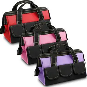 3 Pack 13 Inch Tool Bags, Classic, Red, Pink, Light Purple 3 Pack 13 Inch Tool Bags, Classic, Red, Pink, Light Purple