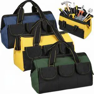 3 Pack Tool Bag for Men with Waterproof Hard Bottom, Heavy Duty Tool Bag Wide Mouth Tote for Various Instrument, Electrician Carpenter Mechanic(Blue, Green, Yellow,16 Inch,Classic) 3 Pack Tool Bag for Men with Waterproof Hard Bottom, Heavy Duty Tool Bag Wide Mouth Tote for Various Instrument, Electrician Carpenter Mechanic(Blue, Green, Yellow,16 Inch,Classic)