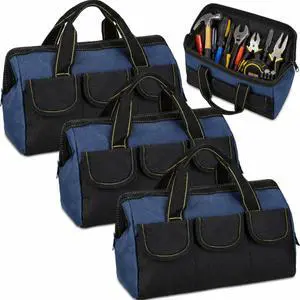 3 Pack Tool Bag for Men with Waterproof Hard Bottom, Heavy Duty Tool Bag Wide Mouth Tote for Various Instrument, Electrician Carpenter Mechanic(Blue,16 Inch,Classic) 3 Pack Tool Bag for Men with Waterproof Hard Bottom, Heavy Duty Tool Bag Wide Mouth Tote for Various Instrument, Electrician Carpenter Mechanic(Blue,16 Inch,Classic)