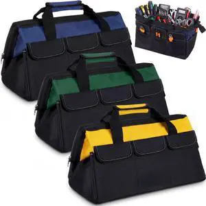3 Pack Tool Bag for Men with Waterproof Hard Bottom, Heavy Duty Tool Bag Wide Mouth Tote for Various Instrument, Electrician Carpenter Mechanic (Blue, Army Green, Yellow,18 Inch,Side Gusset) 3 Pack Tool Bag for Men with Waterproof Hard Bottom, Heavy Duty Tool Bag Wide Mouth Tote for Various Instrument, Electrician Carpenter Mechanic (Blue, Army Green, Yellow,18 Inch,Side Gusset)