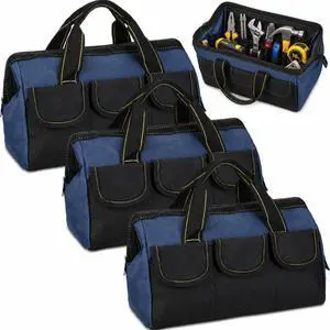 3 Pack Tool Bag for Men with Waterproof Hard Bottom, Heavy Duty Tool Bag Wide Mouth Tote for Various Instrument, Electrician Carpenter Mechanic(Blue,13 Inch,Classic) 3 Pack Tool Bag for Men with Waterproof Hard Bottom, Heavy Duty Tool Bag Wide Mouth Tote for Various Instrument, Electrician Carpenter Mechanic(Blue,13 Inch,Classic)