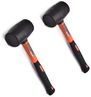 Rubber Mallet Hammer 16 oz - Durable Eco-friendly Rubber Hammer Head for Camping, Flooring, Tent Stakes, Woodworking, Soft Blow Tasks without Damage - Ergonomic Grip Handle (2) Rubber Mallet Hammer 16 oz - Durable Eco-friendly Rubber Hammer Head for Camping, Flooring, Tent Stakes, Woodworking, Soft Blow Tasks without Damage - Ergonomic Grip Handle (2)