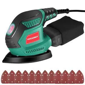 HYCHIKA Detail Sander, 14,000 OPM Compact Electric Sander Tool with 12 Pcs Sandpapers,Efficiency Dust Collection System,Suitable for Tight Spaces Sanding,Polishing,Removing Paint in Home Decoration HYCHIKA Detail Sander, 14,000 OPM Compact Electric Sander Tool with 12 Pcs Sandpapers,Efficiency Dust Collection System,Suitable for Tight Spaces Sanding,Polishing,Removing Paint in Home Decoration