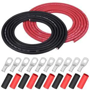 6 Gauge 6 AWG Wire 10 Feet Black + 10 Feet Red Ultra Flexible Welding Battery Pure Copper Cable + 5pcs of 5/16" & 5pcs 3/8" Copper Cable Lug Terminal Connectors+Heat Shrink Tubing 6 Gauge 6 AWG Wire 10 Feet Black + 10 Feet Red Ultra Flexible Welding Battery Pure Copper Cable + 5pcs of 5/16" & 5pcs 3/8" Copper Cable Lug Terminal Connectors+Heat Shrink Tubing
