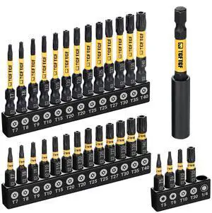 Impact Torx Bit Set 31PCS (T5 T6, TT7-TT40), 1 2 S2 Steel Security Torx, Tamper Proof Star Bit Set with Magnetic CNC Machined Tips, Impact Screwdriver Bits with Bit Holder Storage Case Impact Torx Bit Set 31PCS (T5 T6, TT7-TT40), 1 2 S2 Steel Security Torx, Tamper Proof Star Bit Set with Magnetic CNC Machined Tips, Impact Screwdriver Bits with Bit Holder Storage Case