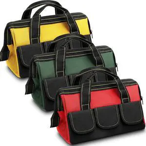 3 Pack Tool Bag for Men with Waterproof Hard Bottom, Heavy Duty Tool Bag Wide Mouth Tote for Various Instrument, Electrician Carpenter Mechanic(Red, Army Green, Yellow,13 Inch,Classic) 3 Pack Tool Bag for Men with Waterproof Hard Bottom, Heavy Duty Tool Bag Wide Mouth Tote for Various Instrument, Electrician Carpenter Mechanic(Red, Army Green, Yellow,13 Inch,Classic)