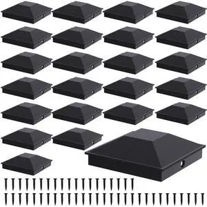 4x4 Post Caps Black(Actual 3.5" x 3.5"), 24 Pack with 48 Screws | Easy Installation Fence Post Caps, Sturdy Waterproof Plastic Deck Post Caps with Frosted Finishing Touch, Protect Wood Post 4x4 Post Caps Black(Actual 3.5" x 3.5"), 24 Pack with 48 Screws | Easy Installation Fence Post Caps, Sturdy Waterproof Plastic Deck Post Caps with Frosted Finishing Touch, Protect Wood Post
