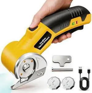Electric Scissors, Cardboard Cutter, With LED Light, High-Efficiency Brushless Motor, 2000mAh Battery, Tungsten Steel Blade, Suitable for Cloth, Cardboard, Carpet Wire Rope Cutters Yellow Electric Scissors, Cardboard Cutter, With LED Light, High-Efficiency Brushless Motor, 2000mAh Battery, Tungsten Steel Blade, Suitable for Cloth, Cardboard, Carpet Wire Rope Cutters Yellow