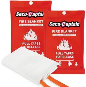 Emergency Fire Blanket for Home and Kitchen - 2 Pack 40"x40" Flame Suppression Fiberglass Fire Blankets for House Camping Car Office Warehouse Emergency Survival Safety Emergency Fire Blanket for Home and Kitchen - 2 Pack 40"x40" Flame Suppression Fiberglass Fire Blankets for House Camping Car Office Warehouse Emergency Survival Safety
