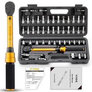 50Pcs Master Bike Torque Wrench Set, 1/4 Inch Drive, 10-230 IN.LB (1-26.0 Nm), Inch Pound Click Torque Wrench with Bit Sockets, 0.1 Nm Micro, 3/8 Adapter, Pro Bicycle Tool Kit for MTB 50Pcs Master Bike Torque Wrench Set, 1/4 Inch Drive, 10-230 IN.LB (1-26.0 Nm), Inch Pound Click Torque Wrench with Bit Sockets, 0.1 Nm Micro, 3/8 Adapter, Pro Bicycle Tool Kit for MTB