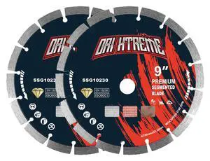 9 Inch Diamond Blade 2Pcs, General Purpose Segmented Blade | Dry/Wet Cutting Concrete, Masonry, Brick, Block, 7/8"-5/8" Arbor 9 Inch Diamond Blade 2Pcs, General Purpose Segmented Blade | Dry/Wet Cutting Concrete, Masonry, Brick, Block, 7/8"-5/8" Arbor