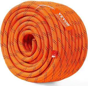 Double Braided Polyester Rope, 1/2 in x 120 ft, 48 Strands, 8000 LBS Breaking Strength Outdoor Climbing Rope, Arborist Rigging Rope for Rock Hiking Camping Swing Rappelling Rescue, Orange/Black Double Braided Polyester Rope, 1/2 in x 120 ft, 48 Strands, 8000 LBS Breaking Strength Outdoor Climbing Rope, Arborist Rigging Rope for Rock Hiking Camping Swing Rappelling Rescue, Orange/Black