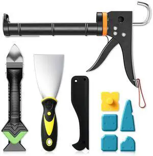 Professional Caulk Gun Kit with Caulk Remover Tool & Putty Knife - 5 in 1 Caulking Tool Set for Caulking Removal, Shower & Bathroom Caulk, Includes Caulking Gun Tool, Caulk Scraper Tool Spackle Knife Professional Caulk Gun Kit with Caulk Remover Tool & Putty Knife - 5 in 1 Caulking Tool Set for Caulking Removal, Shower & Bathroom Caulk, Includes Caulking Gun Tool, Caulk Scraper Tool Spackle Knife