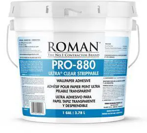 PRO-880 Wallpaper Adhesive, Ultra Clear Strippable - 1-Gallon | For Most Types and Weights of Wallcoverings PRO-880 Wallpaper Adhesive, Ultra Clear Strippable - 1-Gallon | For Most Types and Weights of Wallcoverings