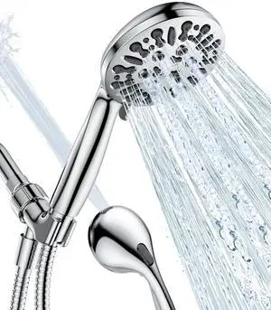 Shower Head with Handheld, High Pressure Handheld Shower Head 9 Settings, Detachable Shower Head Set with Stainless Steel Hose and Shower Bracket (Chrome) Shower Head with Handheld, High Pressure Handheld Shower Head 9 Settings, Detachable Shower Head Set with Stainless Steel Hose and Shower Bracket (Chrome)