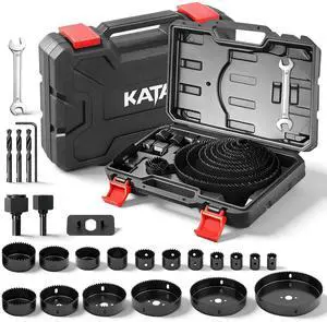 25 Piece Hole Saw Kit with 3/4"-6" for Wood, Drywall, PVC and Plastic | Carbon Steel Hole Saw Set, Wrench, Mandrels, Drill Bits, Installation Plate, Hex Key and Case for DIY Holes in Soft Materials 25 Piece Hole Saw Kit with 3/4"-6" for Wood, Drywall, PVC and Plastic | Carbon Steel Hole Saw Set, Wrench, Mandrels, Drill Bits, Installation Plate, Hex Key and Case for DIY Holes in Soft Materials