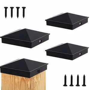 4x4 Heavy Duty Aluminum Post Caps Cover, Matte Finish Powder Coated Surface | for 4x4 Nominal Wood Post(True 3.5" x 3.5"), Pyramid Fence Wood Post of Decks or Corridors, Brown, 4 Pack 4x4 Heavy Duty Aluminum Post Caps Cover, Matte Finish Powder Coated Surface | for 4x4 Nominal Wood Post(True 3.5" x 3.5"), Pyramid Fence Wood Post of Decks or Corridors, Brown, 4 Pack
