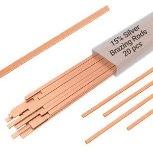 15% Silver Brazing Rods AWS BCuP-5 20 Sticks Silver Solder Phos Copper Brazing Alloys Flat Welding Rods 0.050"x1/8"x10" for Air Conditioning, Refrigerator, Cold Storage, and HVAC Units 15% Silver Brazing Rods AWS BCuP-5 20 Sticks Silver Solder Phos Copper Brazing Alloys Flat Welding Rods 0.050"x1/8"x10" for Air Conditioning, Refrigerator, Cold Storage, and HVAC Units
