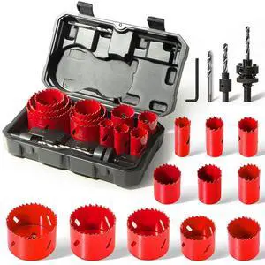 Bi-Metal Hole Saw Kit, HYCHIKA 17 Pcs High Speed Steel 3/4" to 2-1/2" Hole Saw Set in Case with Mandrels, Hole Saw Bit for Metal, Drilling PVC Board,and Plastic Plate Bi-Metal Hole Saw Kit, HYCHIKA 17 Pcs High Speed Steel 3/4" to 2-1/2" Hole Saw Set in Case with Mandrels, Hole Saw Bit for Metal, Drilling PVC Board,and Plastic Plate