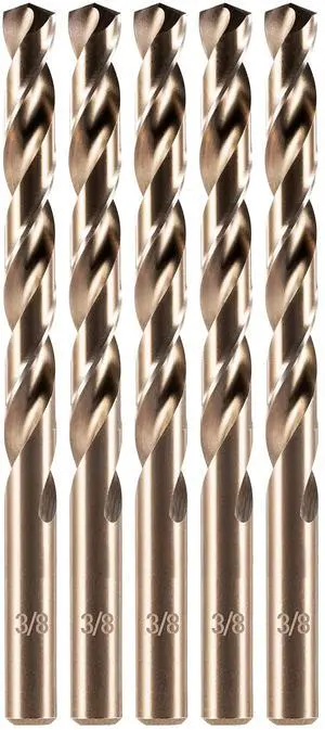 3/8" Cobalt Drill Bit, 5Pcs | M35 HSS Metal Drill Bit Set for Hard Metal, Stainless Steel, Cast Iron 3/8" Cobalt Drill Bit, 5Pcs | M35 HSS Metal Drill Bit Set for Hard Metal, Stainless Steel, Cast Iron