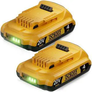 4Ah Replacement Compatible for Dewalt 20V MAX Battery with High Capacity | for 20 Volt Cordless Power Tools DCB201 DCB203 DCB204 DCB205 DCB206 DCD DCF DCG Series 4Ah Replacement Compatible for Dewalt 20V MAX Battery with High Capacity | for 20 Volt Cordless Power Tools DCB201 DCB203 DCB204 DCB205 DCB206 DCD DCF DCG Series