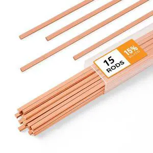15pcs Brazing Rods AWS BCuP-5 15% Silver Solder Phos Copper Brazing Alloy Flat Welding Rods 0.050"x1/8"x10" for HVAC, Refrigeration, and Industrial Applications 15pcs Brazing Rods AWS BCuP-5 15% Silver Solder Phos Copper Brazing Alloy Flat Welding Rods 0.050"x1/8"x10" for HVAC, Refrigeration, and Industrial Applications