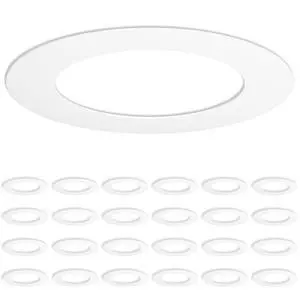 Goof Rings for 6 Inch Recessed Lights, 24 Pack, White | Can Light Trim Ring Cover, Outer Diameter 8.6-inch, Inner Diameter 6.2-inch, Durable Plastic Design Goof Rings for 6 Inch Recessed Lights, 24 Pack, White | Can Light Trim Ring Cover, Outer Diameter 8.6-inch, Inner Diameter 6.2-inch, Durable Plastic Design