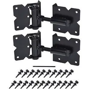 Self Closing Gate Hinges Heavy Duty, 90 Degree Adjustable, 2 Pcs | Heavy duty gate hinges fence hinges for Wooden/Vinyl/PVC Fences, with installation screws and swing adjuster tool, black Self Closing Gate Hinges Heavy Duty, 90 Degree Adjustable, 2 Pcs | Heavy duty gate hinges fence hinges for Wooden/Vinyl/PVC Fences, with installation screws and swing adjuster tool, black