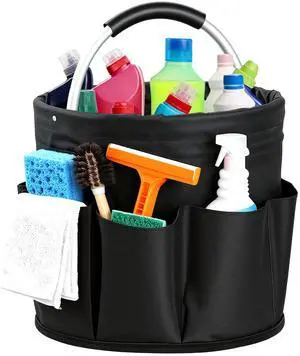 Cleaning Caddy with Handle, for Cleaning Supplies Organizer Bucket | Foldable Storage Tote with 6 Pockets,17L Large Capacity Basket for Household Organizer,Laundry Room,Bathroom & Home Cleaning Caddy with Handle, for Cleaning Supplies Organizer Bucket | Foldable Storage Tote with 6 Pockets,17L Large Capacity Basket for Household Organizer,Laundry Room,Bathroom & Home