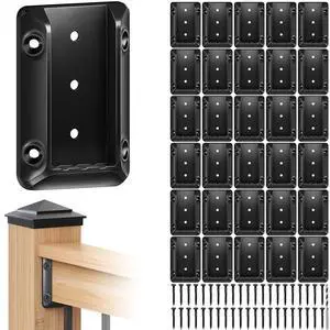 30 Pcs Deck Railing Brackets for 2×4 (Actual 1.5" × 3.5") Wood Rail | Heavy Duty Nylon 66 Railing Connectors for Wood Post to Handrail Connection with 215 Pcs Deck Screws for Deck Stair Fence 30 Pcs Deck Railing Brackets for 2×4 (Actual 1.5" × 3.5") Wood Rail | Heavy Duty Nylon 66 Railing Connectors for Wood Post to Handrail Connection with 215 Pcs Deck Screws for Deck Stair Fence