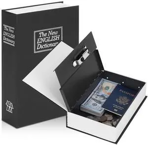 Diversion Book Safe with Combination Lock, Secret Safe Metal Lock Box, Money Storage Collection Box, 9.5" x 6.2" x 2.2" Black Large Diversion Book Safe with Combination Lock, Secret Safe Metal Lock Box, Money Storage Collection Box, 9.5" x 6.2" x 2.2" Black Large