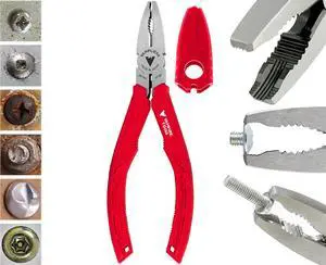 6.25" Stripped Screw Extractor Combination Pliers Made in Japan | High Carbon Steel, Thermoplastic Rubber Handles, Remove Damaged/Rusted Fasteners Ø3 - 9.5mm, Side Wire Cutter, Spring-Loaded 6.25" Stripped Screw Extractor Combination Pliers Made in Japan | High Carbon Steel, Thermoplastic Rubber Handles, Remove Damaged/Rusted Fasteners Ø3 - 9.5mm, Side Wire Cutter, Spring-Loaded