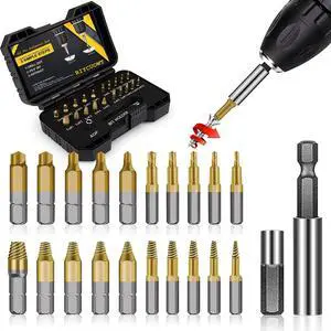 Gifts for Men - 22Pcs Titanium Damaged Screw Extractor Set, Remover for Stripped Head Screws Nuts & Bolts Drill Bit Tools for Easy Removal of Rusty & Broken Hardware High Speed Steel Superb Gift Gifts for Men - 22Pcs Titanium Damaged Screw Extractor Set, Remover for Stripped Head Screws Nuts & Bolts Drill Bit Tools for Easy Removal of Rusty & Broken Hardware High Speed Steel Superb Gift