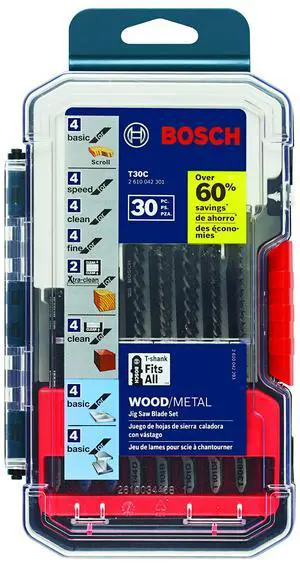 T30C 30 pc. T-Shank Jig Saw Blade Set for Wood and Metal T30C 30 pc. T-Shank Jig Saw Blade Set for Wood and Metal