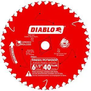 Finish Trim Saw Blade - 6-1/2" Dia, 40-Teeth, 5/8" Arbor | for Wood Cutting, High-Performance, Tico Carbide -.059" Kerf, 10000 Max RPM - D0641X Finish Trim Saw Blade - 6-1/2" Dia, 40-Teeth, 5/8" Arbor | for Wood Cutting, High-Performance, Tico Carbide -.059" Kerf, 10000 Max RPM - D0641X