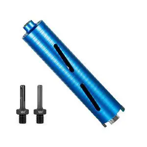 Diamond Core Drill Bits 2" Diameter 10"/254mm Drilling Depth 5/8-11" Thread Core Bit Turbo Laser-Welded Segments for Cured Concrete with, Brick, Block, Masonry, with Two Adapters Diamond Core Drill Bits 2" Diameter 10"/254mm Drilling Depth 5/8-11" Thread Core Bit Turbo Laser-Welded Segments for Cured Concrete with, Brick, Block, Masonry, with Two Adapters