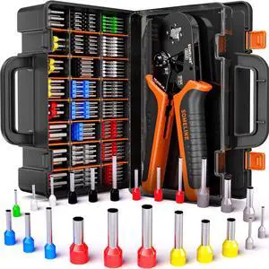 Ferrule Crimping Tool Kit, AWG 24-8 with 23 Sizes Wire Ferrules | Insulated Ferrule Terminals (Tinned Copper, 8-20mm), Ratchet Square Crimper, for Cable, Car, PLC Panels & Electrical Wiring Ferrule Crimping Tool Kit, AWG 24-8 with 23 Sizes Wire Ferrules | Insulated Ferrule Terminals (Tinned Copper, 8-20mm), Ratchet Square Crimper, for Cable, Car, PLC Panels & Electrical Wiring