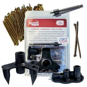 Squeaky Floor Repair Kit for Hardwood, Carpet, Vinyl & Linoleum Complete Floor Squeak Repair Kit Includes Joist Finder Drill Bits, Tripod Fixture and 50 Counter-snap Screws Squeaky Floor Repair Kit for Hardwood, Carpet, Vinyl & Linoleum Complete Floor Squeak Repair Kit Includes Joist Finder Drill Bits, Tripod Fixture and 50 Counter-snap Screws