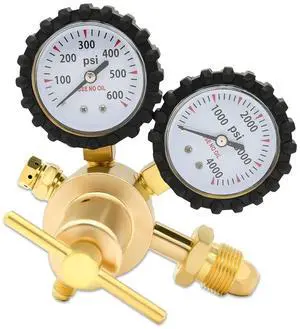 Nitrogen Regulator 0-600PSI CGA580 Inlet, 1/4-Inch Male Flare Outlet Connection,Heavy-Duty Handle,Self-reseating Relief Valve,Nitrogen Tank Regulator Nitrogen Regulator 0-600PSI CGA580 Inlet, 1/4-Inch Male Flare Outlet Connection,Heavy-Duty Handle,Self-reseating Relief Valve,Nitrogen Tank Regulator