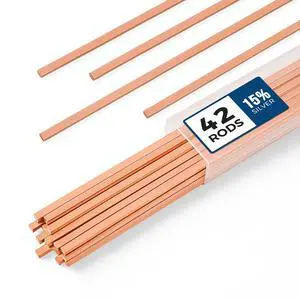 42 pcs Brazing Rods AWS BCuP-5 15% Silver Solder Phos Copper Brazing Alloy Flat Welding Rods 0.050"x1/8"x10" for HVAC, Refrigeration, and Industrial Applications 42 pcs Brazing Rods AWS BCuP-5 15% Silver Solder Phos Copper Brazing Alloy Flat Welding Rods 0.050"x1/8"x10" for HVAC, Refrigeration, and Industrial Applications