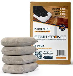 MKRS Stain Sponges, Wood Finish Applicators, 4-Pack | Lint-free, snag-free, streak-free microfiber sponges for exterior posts, railings, interior trim, doors, and large surfaces MKRS Stain Sponges, Wood Finish Applicators, 4-Pack | Lint-free, snag-free, streak-free microfiber sponges for exterior posts, railings, interior trim, doors, and large surfaces